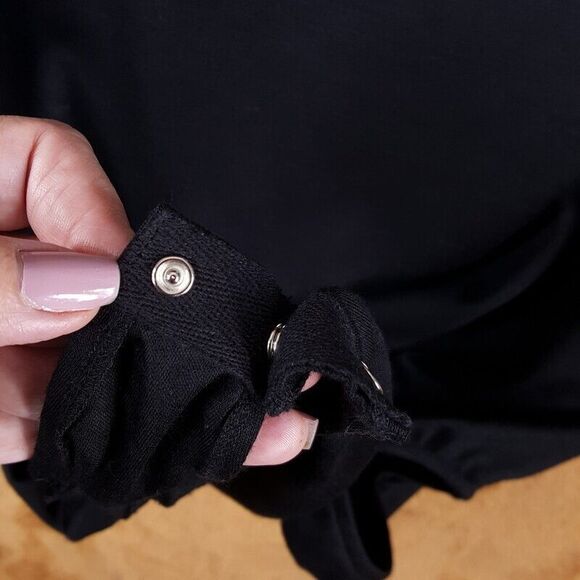 TIBI Womens Top Large Black Off Shoulder Bodysuit 100% Wool Stretch Knit - Picture 4 of 9